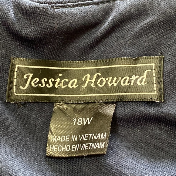 Vintage Jessica Howard navy blue dress with imbezzelment. Size 18W - Picture 10 of 11